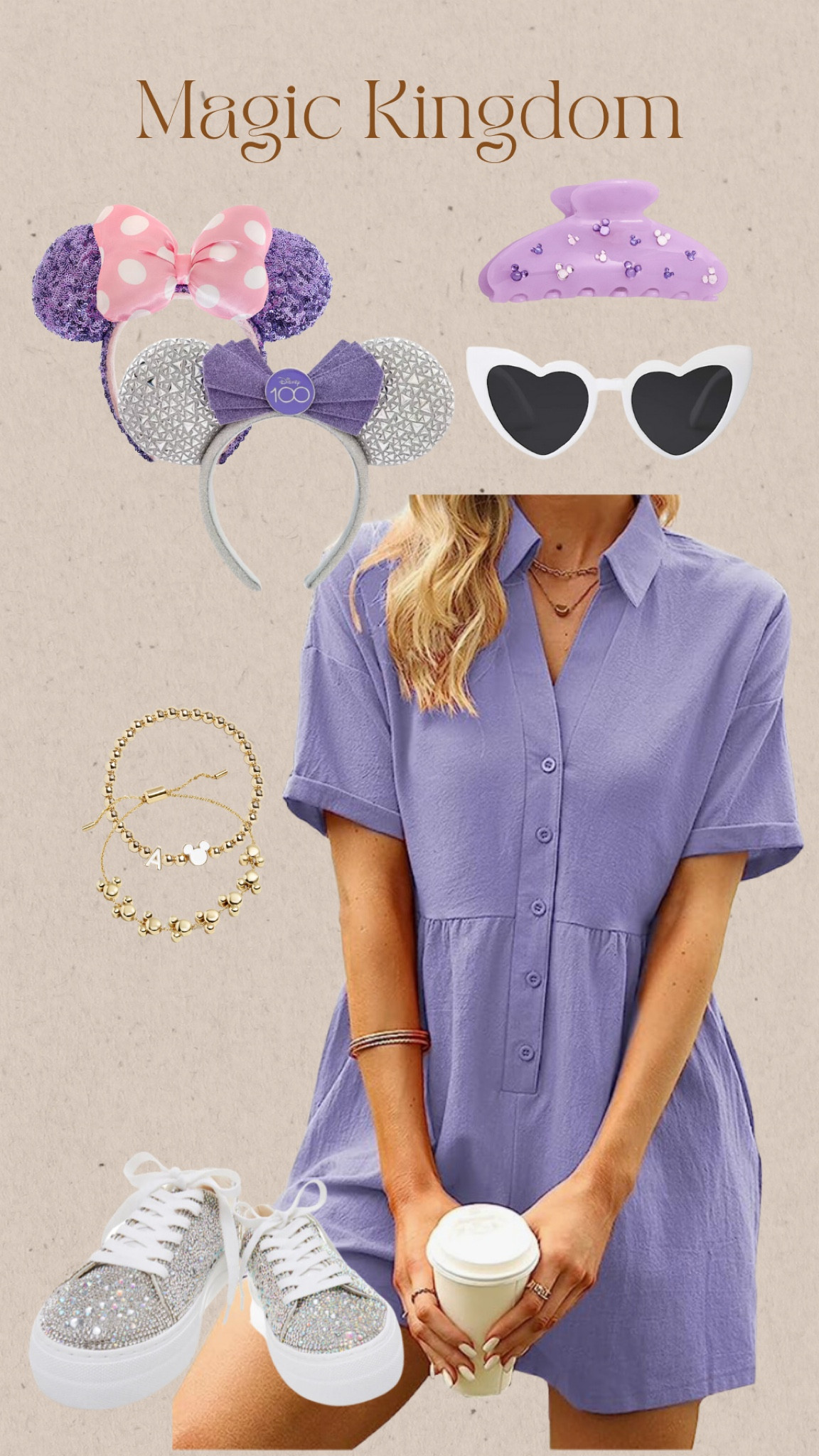 Beat the heat on your next park day to the Magic Kingdom at Walt Disney World wearing this loose and super breathable romper. 

Pair with crystal “glass” slippers and a pair of ears and you’re ready to go! 

This Mickey embellished claw clip will save the day and keep your hair off your neck. 

#disney #disneyworld #disneytrip #disneystyle #disneyoutift 

#LTKtravel #LTKunder50 #LTKfamily