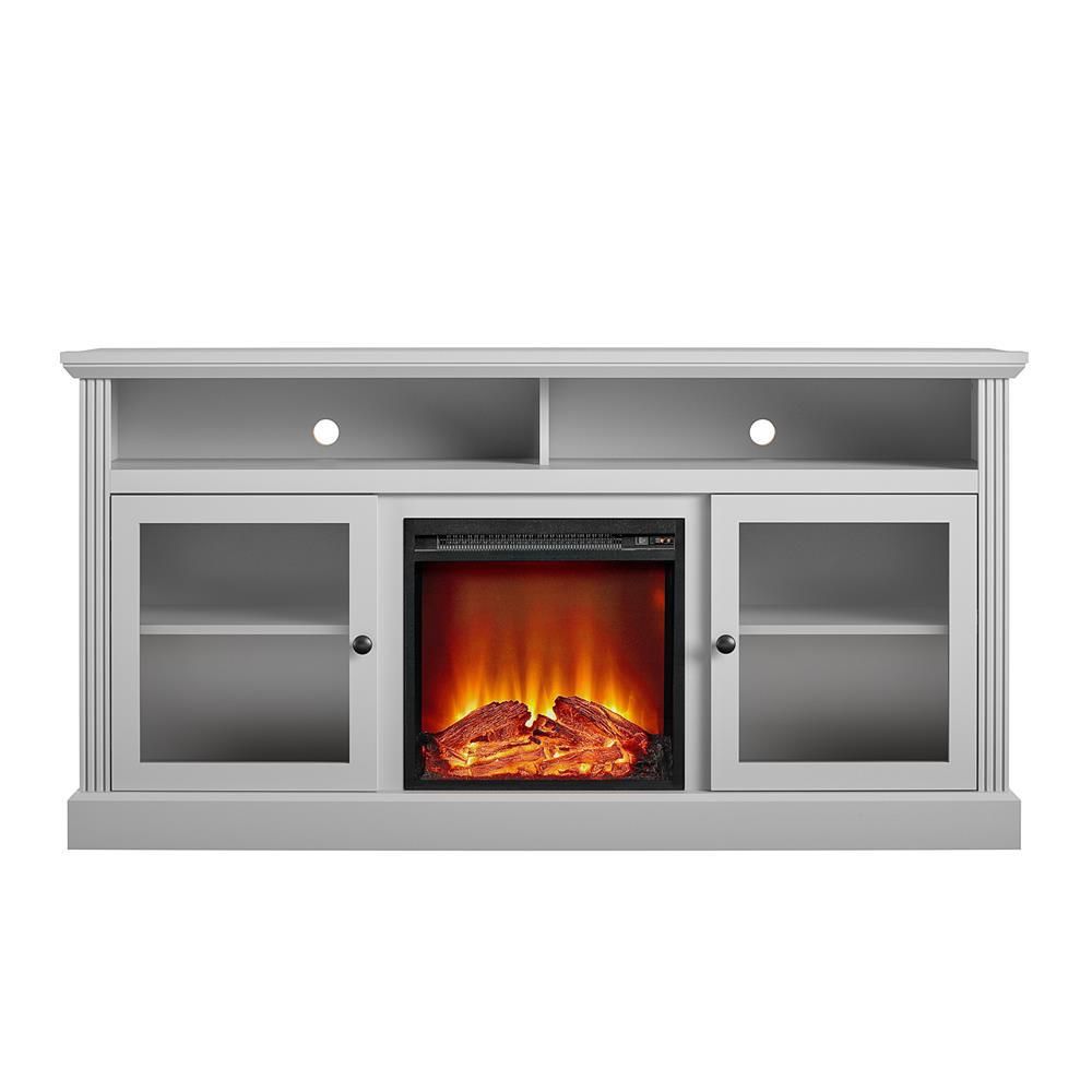 Ameriwood Home Nashville 62 in. Electric Fireplace TV Stand in Dove Gray | The Home Depot
