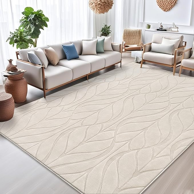 SHACOS Soft Area Rug for Living Room 8x10, Washable Non Slip Bedroom Rug Beige, Fluffy Large Rugs... | Amazon (US)