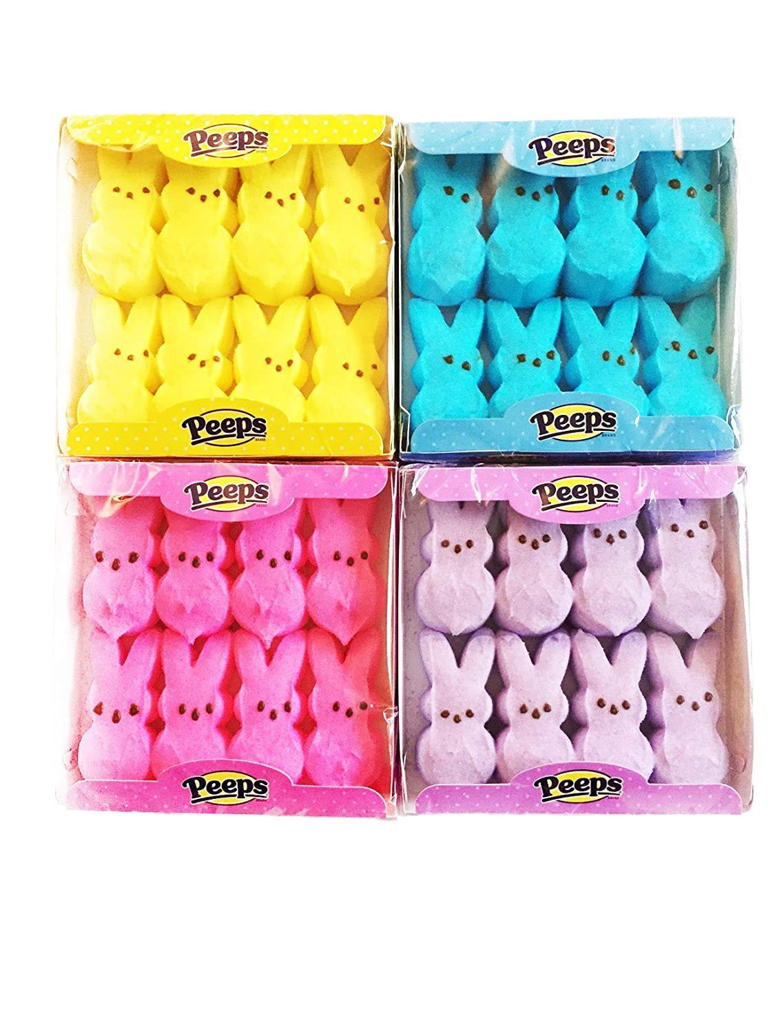 Peeps Marshmallow Easter Bunnies Bundle with 4 Colors: Blue, Yellow, Pink and Purple | Amazon (US)