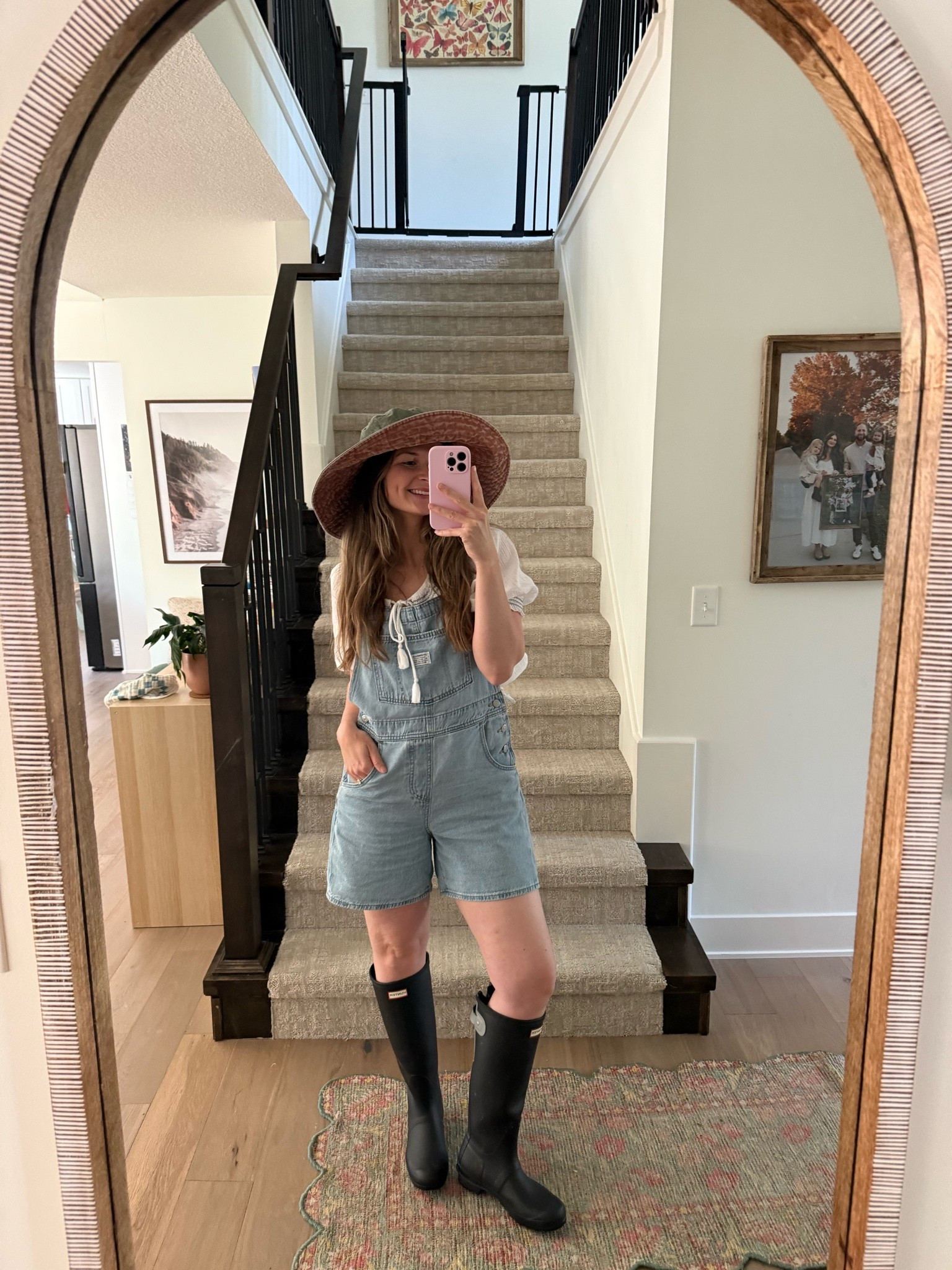 blueberry picking this morning! Love this outfit for the weekend and so glad I wore these Hunter boots through the field! Wearing small in blouse and short overalls! Also linked my baby carrier, used that the whole time as well!

Summer outfit

#LTKootd #LTKmomlife
