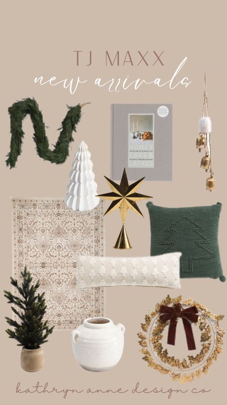 New home finds at Tj maxx! I’ll take one of everything. 
Christmas, home decor, seasonal, new arrivals, area rug, throw pillows, wreath, garland, tree topper 

#LTKhome #LTKHoliday #LTKSeasonal