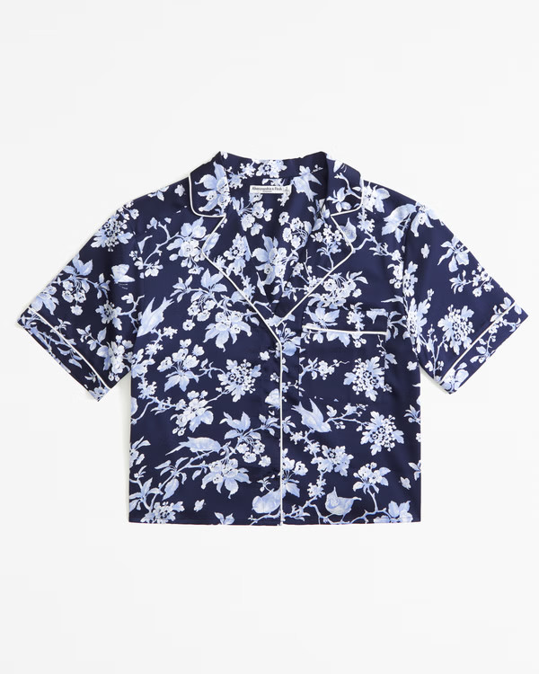 Short-Sleeve Satin Sleep Shirt | Abercrombie & Fitch (US)