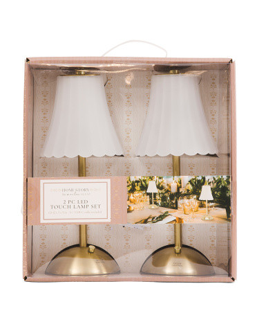2pk 12x5 Frosted Scallop Acrylic Rechargeable Touch Lamps | TJ Maxx