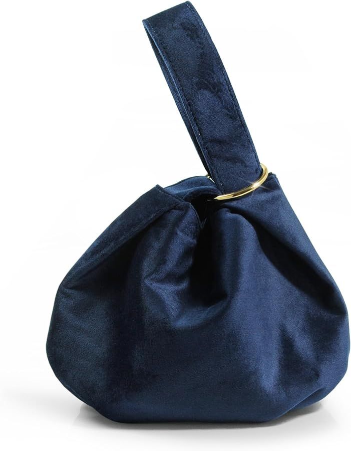 Women Clutch Velvet Top Handle Bag Wristlet Small Tote Purse | Amazon (US)