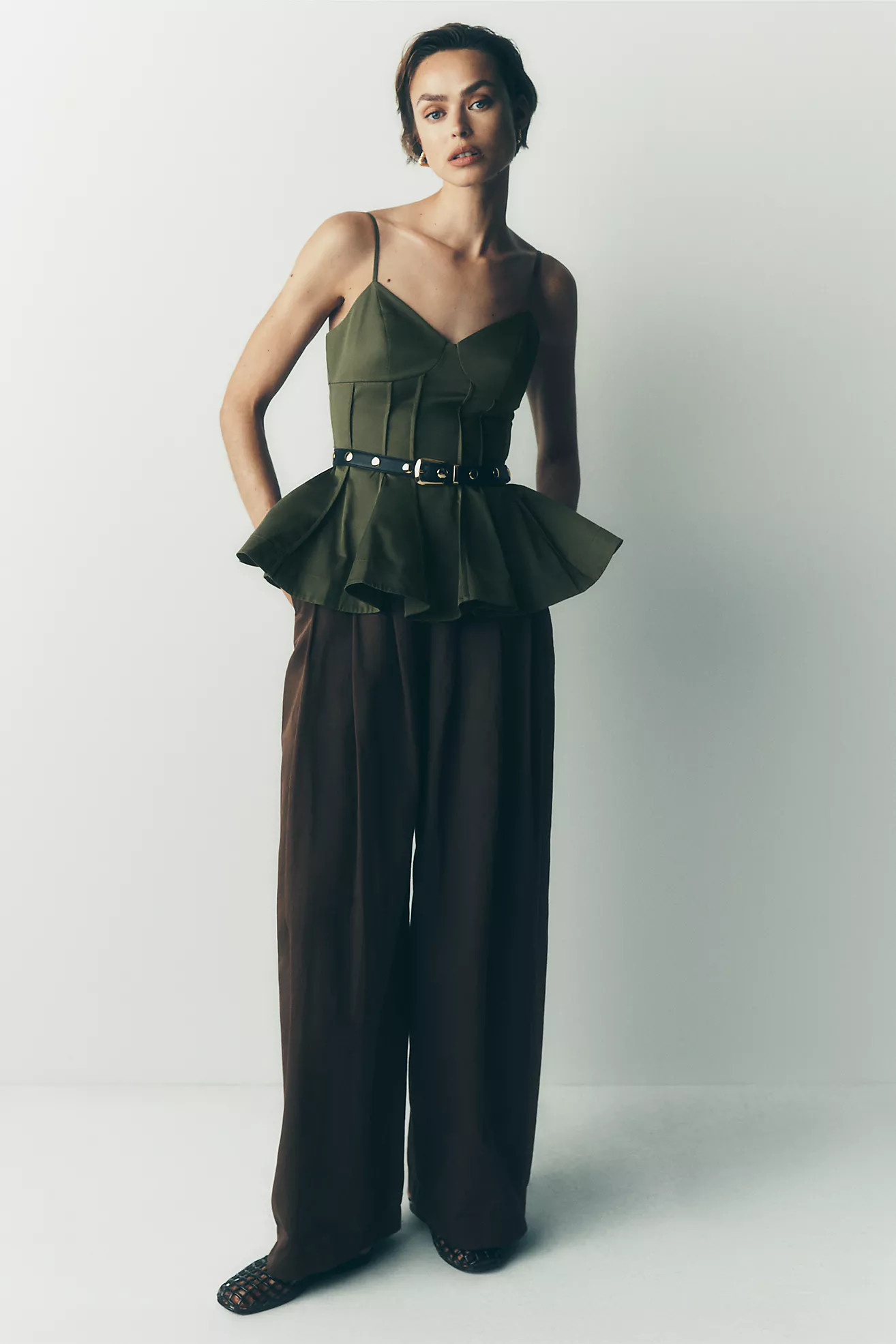 Maeve Pleated Barrel Trousers | Anthropologie (US)