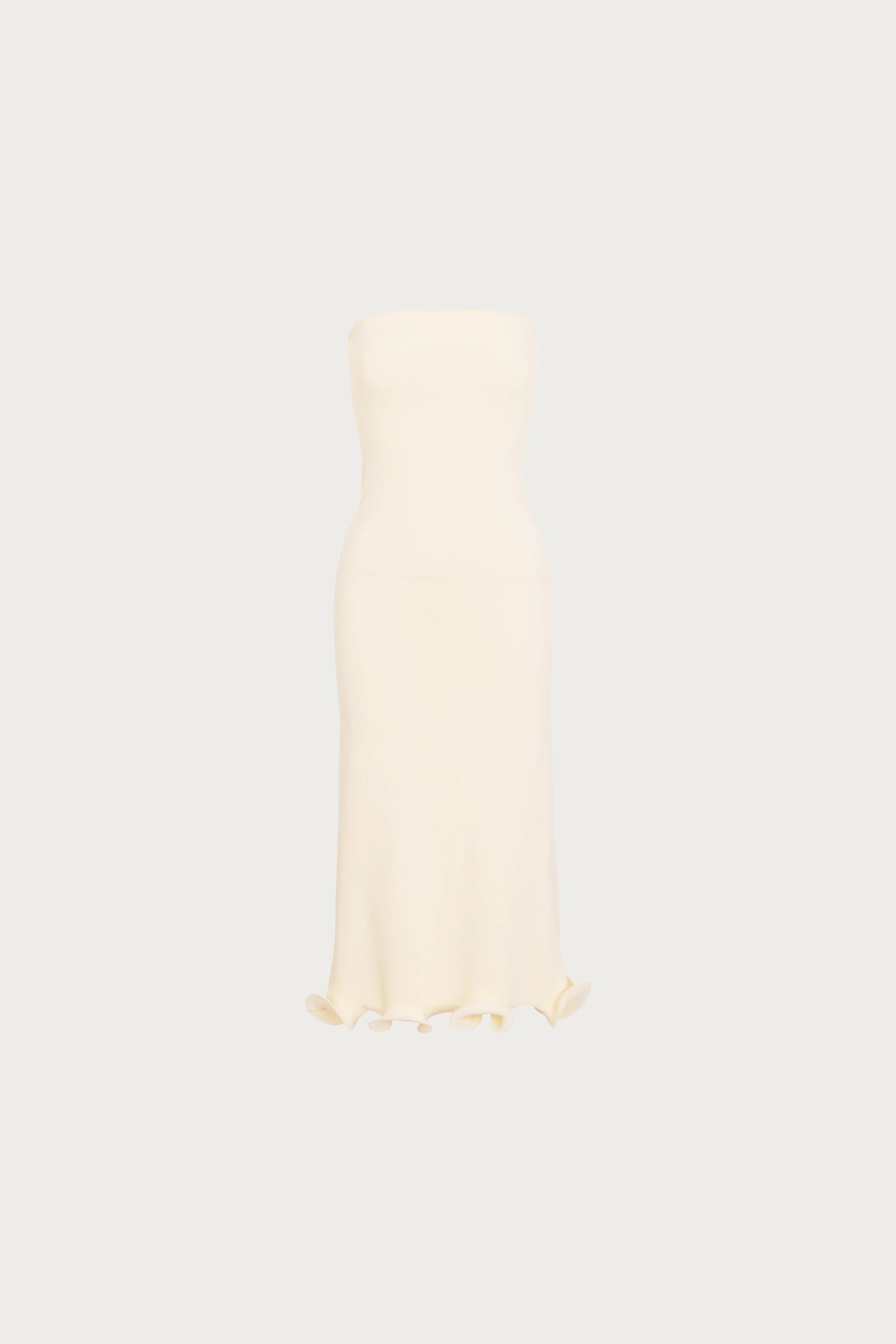 Ruffle Hem Strapless Dress (Cream) | SAME