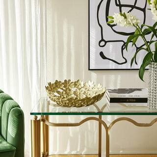 Gold 4 in. Metal Round Cut-out Flower Decorative Bowls (Set of 2) | The Home Depot
