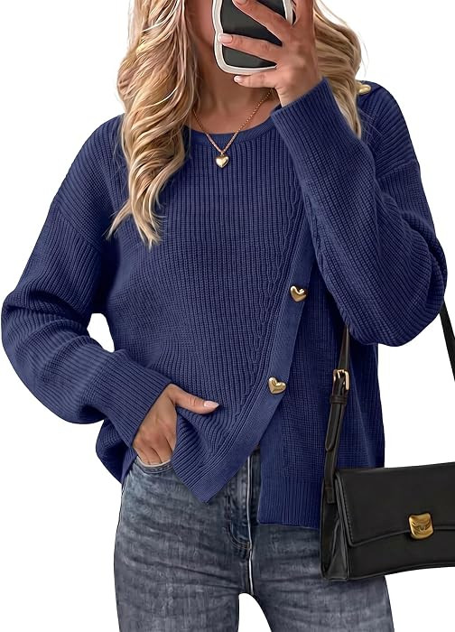 Dokotoo Womens Long Sleeve Sweaters Dressy Casual Knit Pullover Jumper Tops | Amazon (US)