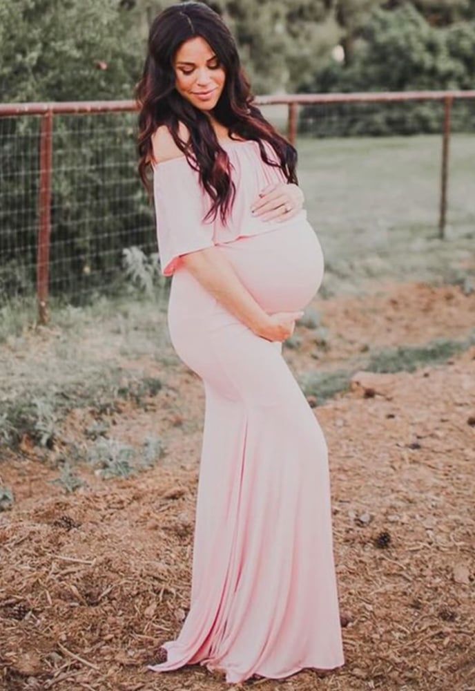 Off the Shoulder Maternity Flare Gown - Sexy Mama Maternity | Sexy Mama Maternity