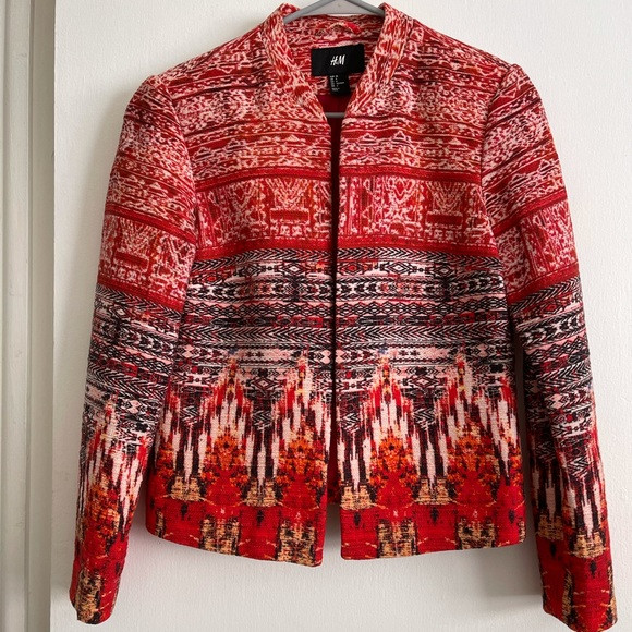 H&M Women’s Open Front Blazer Jacket Red Long Sleeves Size 6 | Poshmark