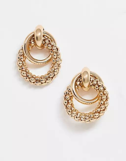 ASOS DESIGN earrings with textured link design in gold tone | ASOS | ASOS (Global)