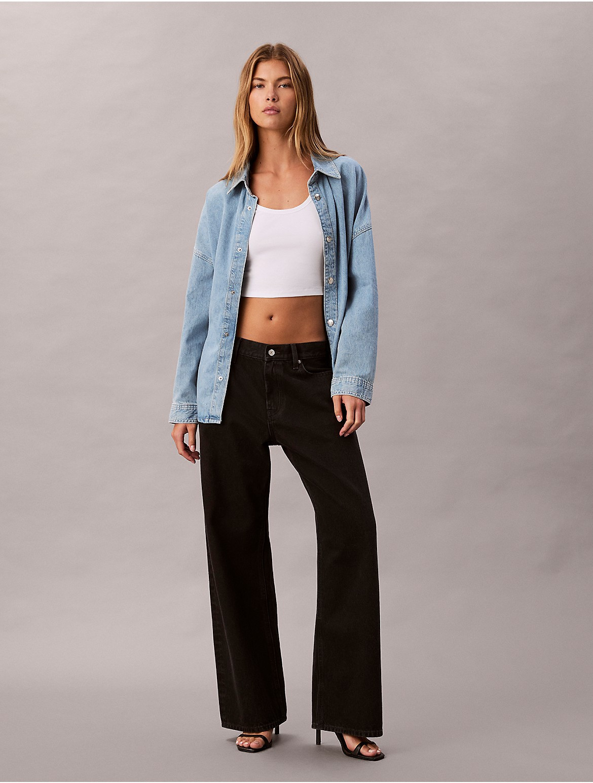 Calvin Klein Women's Denim Relaxed Button-Down Shirt - Blue - S | Calvin Klein (US)