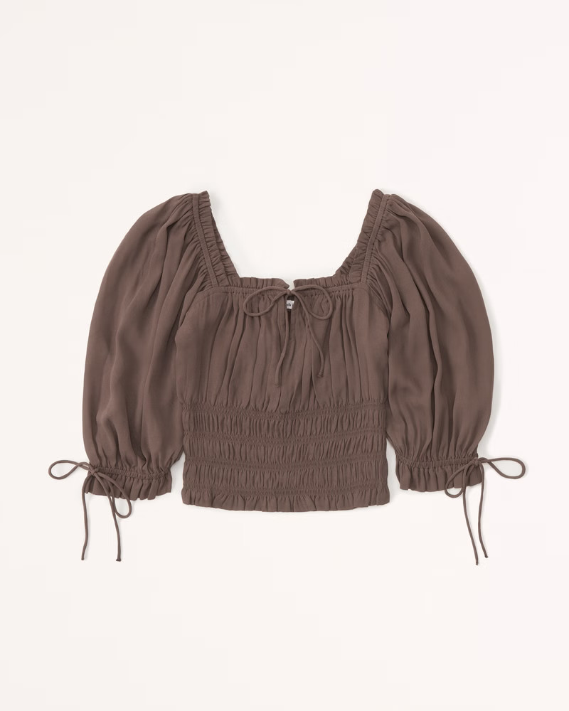 Women's Stringy Ruched Squareneck Top | Women's New Arrivals | Abercrombie.com | Abercrombie & Fitch (US)