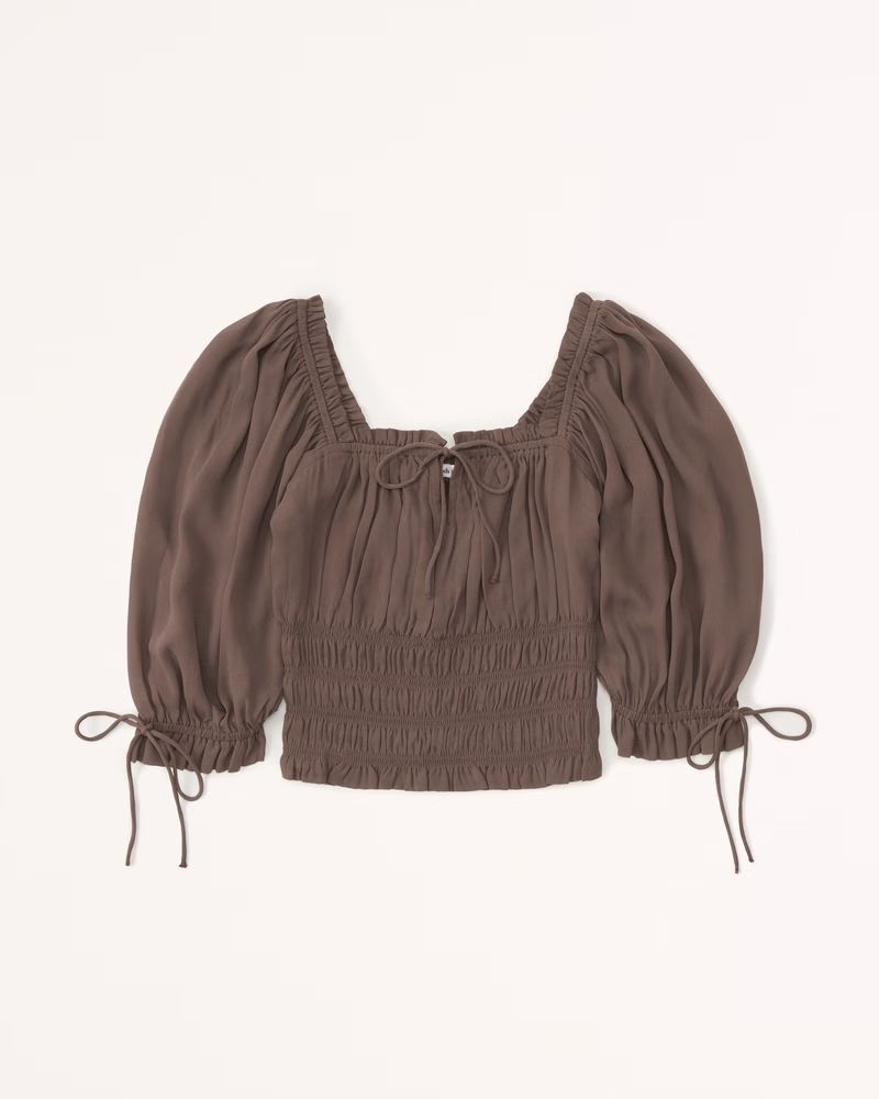 Stringy Ruched Squareneck Top | Abercrombie & Fitch (US)