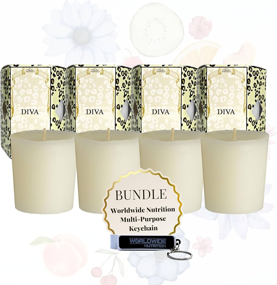 Worldwide Nutrition Bundle: Tyler Candle Company Diva Votive Candles - Luxury Scented Candle with... | Amazon (US)