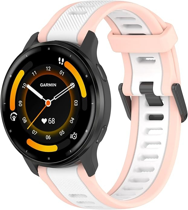 Stripe Silicone 18mm Band Compatible with Garmin venu 3S / Venu 2S / Vivoactive 4S/ Vivoactive 3S... | Amazon (US)