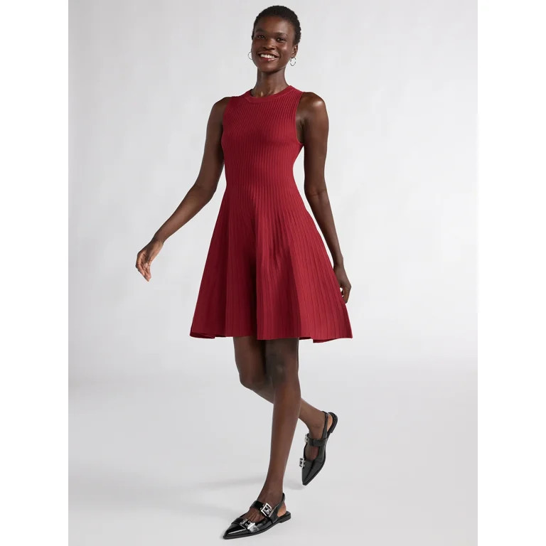 Scoop Women's Sleeveless High Neck Solid Mini Sweater Dress, Sizes XS-XXL | Walmart (US)