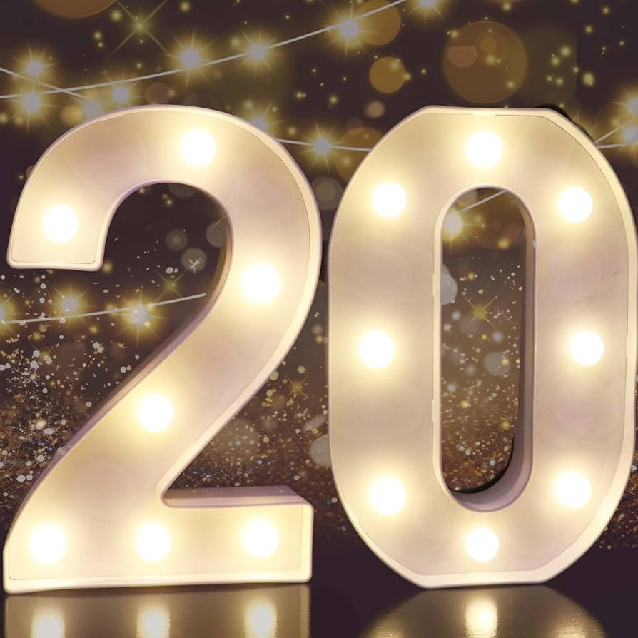 Pooqla 20th Birthday Decorations for Her Him, Light Up Number 20 for Party Table Decorations, 20t... | Amazon (US)