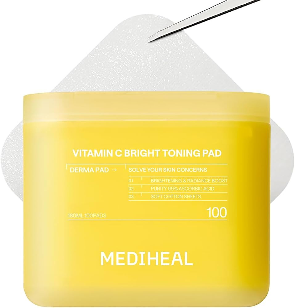 MEDIHEAL Toner Pads 100 Count - Vitamin C Skin Toning - Radiance Booster for Clear & Illuminating... | Amazon (US)