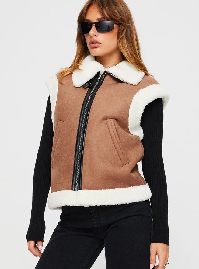 Wesson Shearling Vest Natural / Cream | Princess Polly US