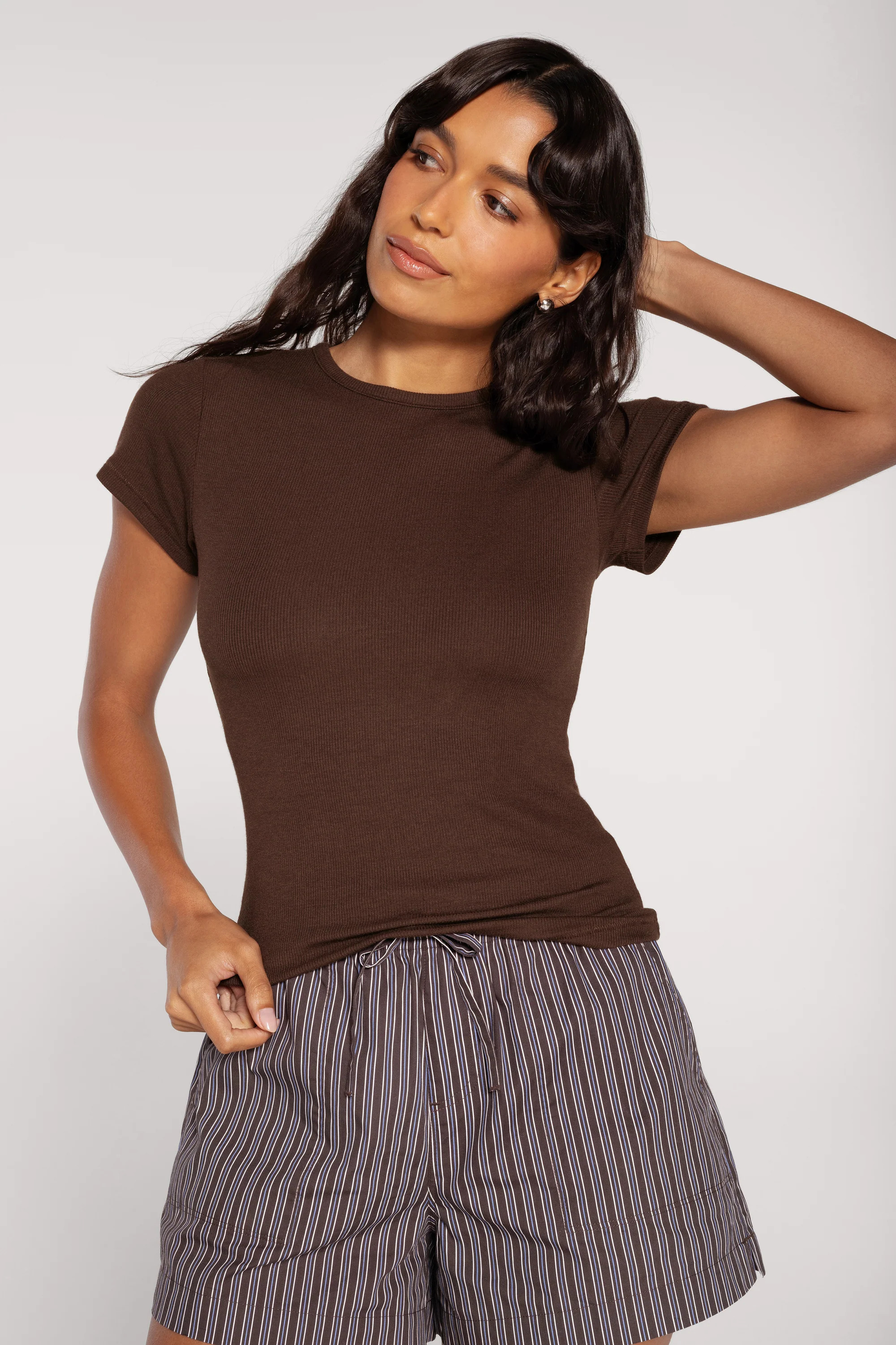 Slinky Rib Tee | Espresso | nuuds