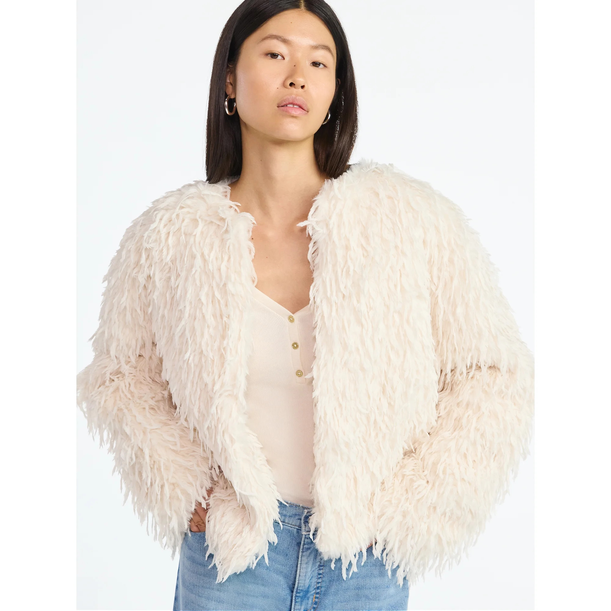Scoop Women's and Women's Plus Whispy Faux Fur Jacket, Sizes XS-4X | Walmart (US)