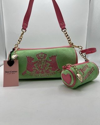 NEW RELEASE NWT Juicy Couture Scottie Barrel Shoulder Bag Purse Retro Green Pink | eBay US