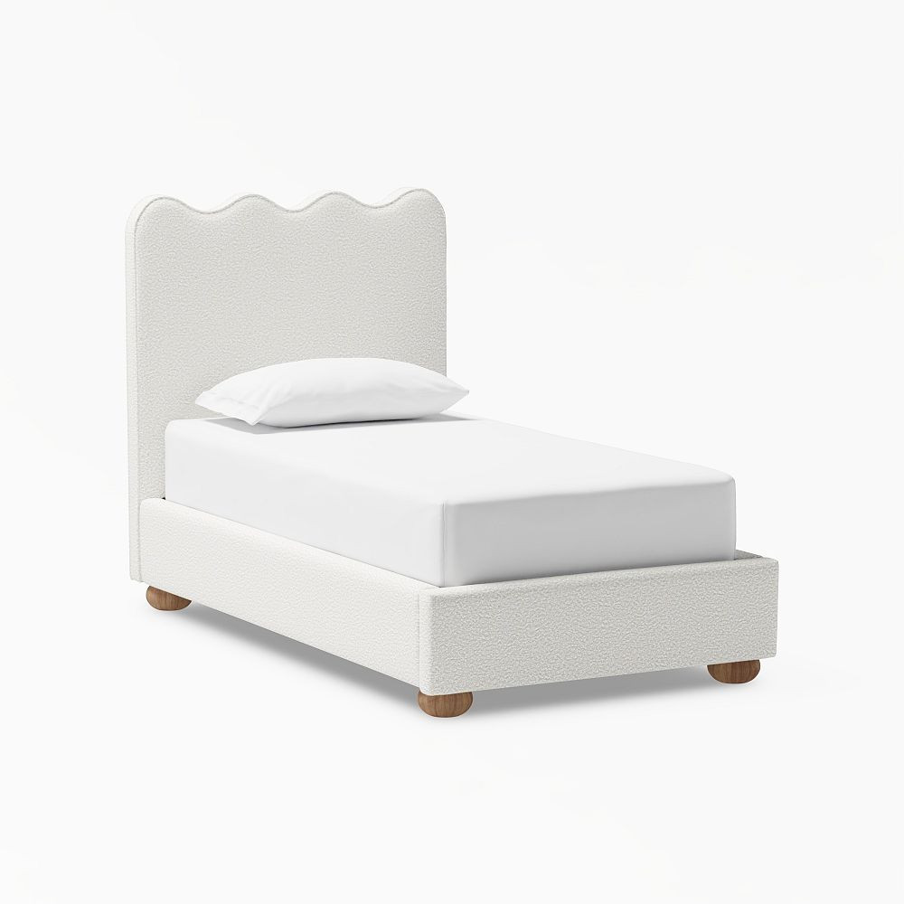 Millie Wavy Upholstered Classic Bed,Twin, Chunky Boucle Ivory | Pottery Barn Teen