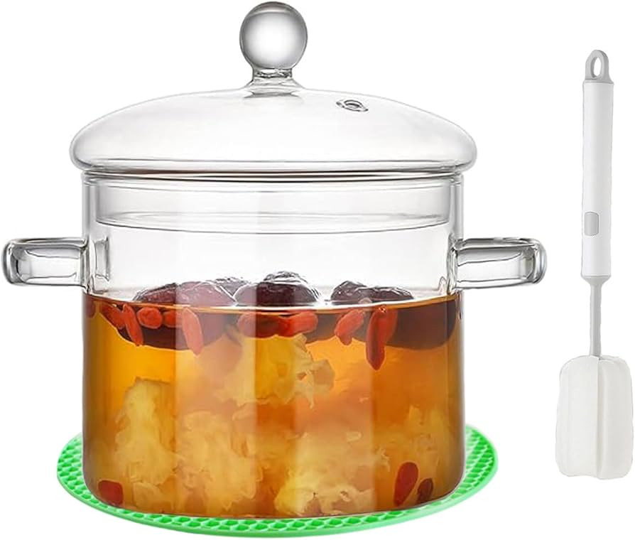 3L/100 Fl OZ Clear Glass Potpourri Simmer Pot with Lid Big Pots for Cooking on Stove Saucepan for... | Amazon (US)