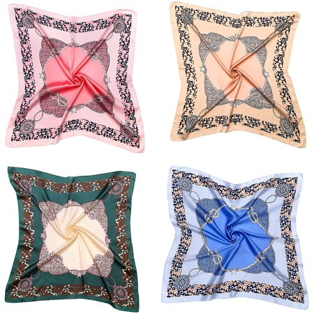 4 Pack Satin Headband Scarves Hair Scarf Neck Scarf Silk Like Scarf Square Satin Head Scarf for Wome | Walmart (US)