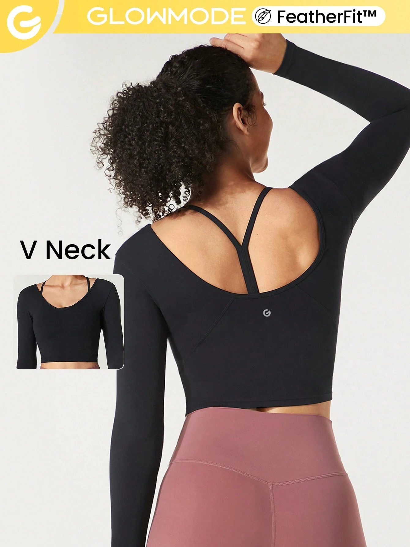 GLOWMODE FeatherFit™ Maglietta cropped maniche lunghe | SHEIN