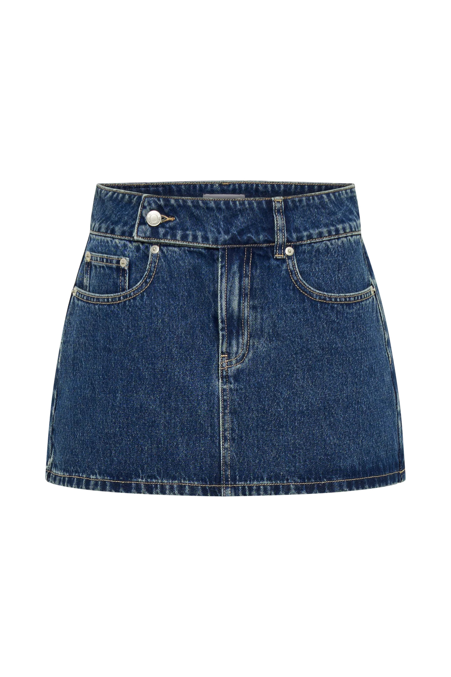 Denim Mini Skirt - Dark Blue | MESHKI US