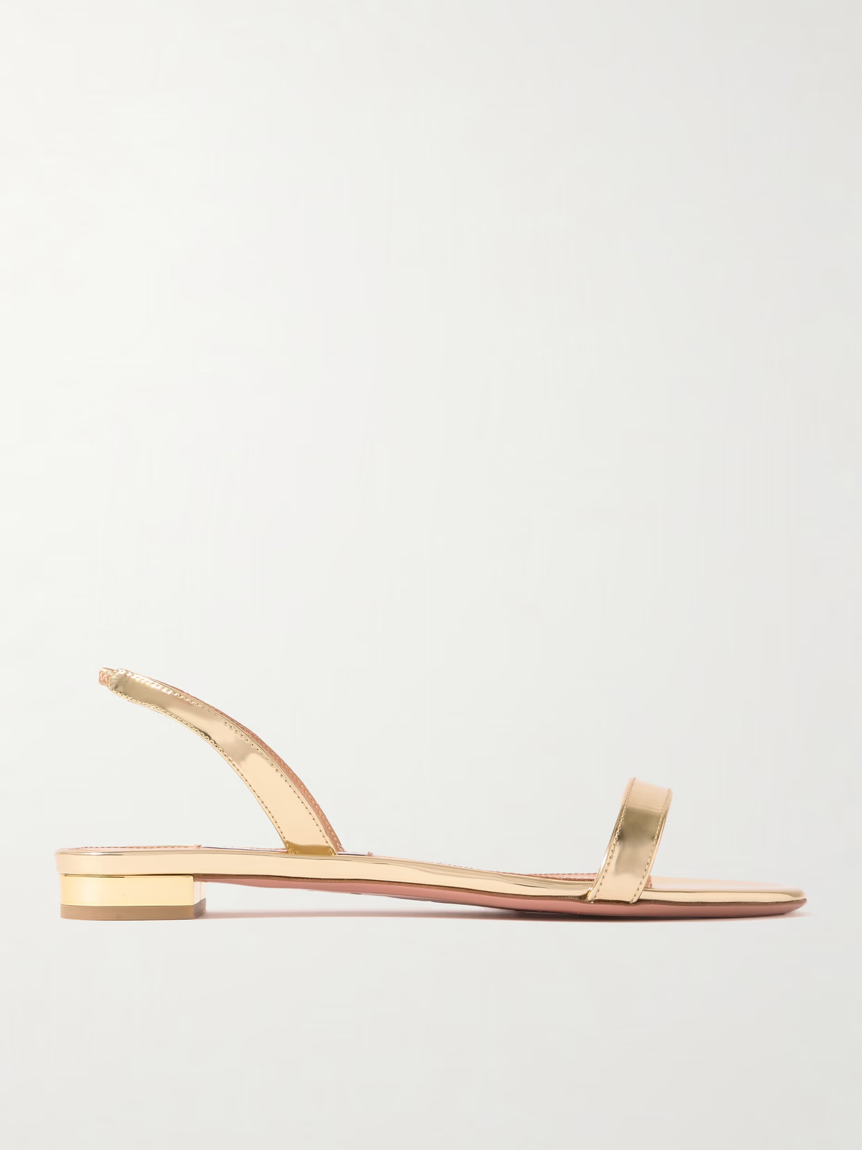 Aquazzura - So Nude Mirrored-leather Slingback Sandals - Gold | NET-A-PORTER (US)