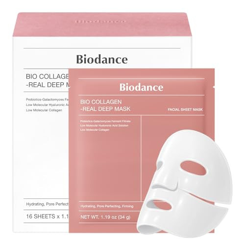 BIODANCE Bio-Collagen Real Deep Mask, Hydrating Overnight Hydrogel Mask, Pore Minimizing, Plumping, Elasticity Improvement, Korean Skin Care, Valentines Day Gifts for Her | 1.19oz(34g) x 16ea | Amazon (US)