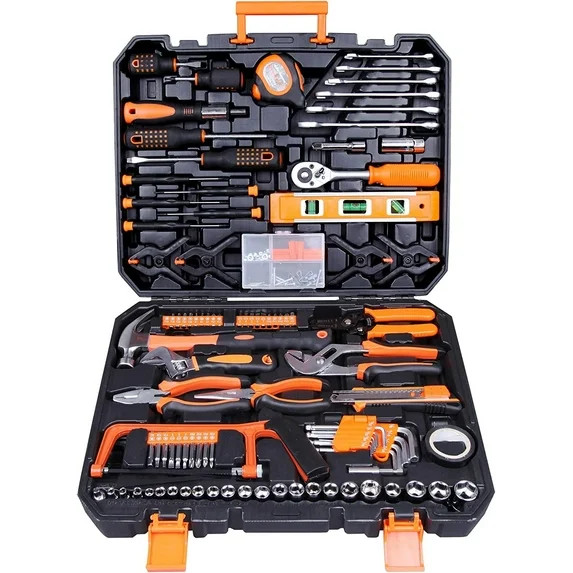 CARTMAN 168 Piece Tool Set Kit General Household Hand with Plastic in Storage Case Orange | Walmart (US)