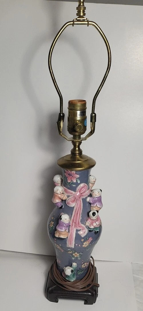 Vintage Chinese 7 Fertility Children Climbing Porcelain Vase as Table Lamp | eBay US