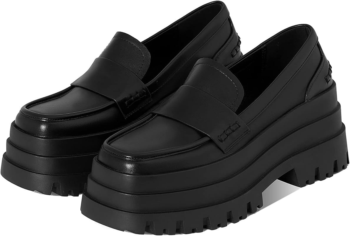 CYNLLIO Womens Uniform Dress Shoes Platform Loafers Squared Toe Heeled Loafers Slip on Goth Walki... | Amazon (US)