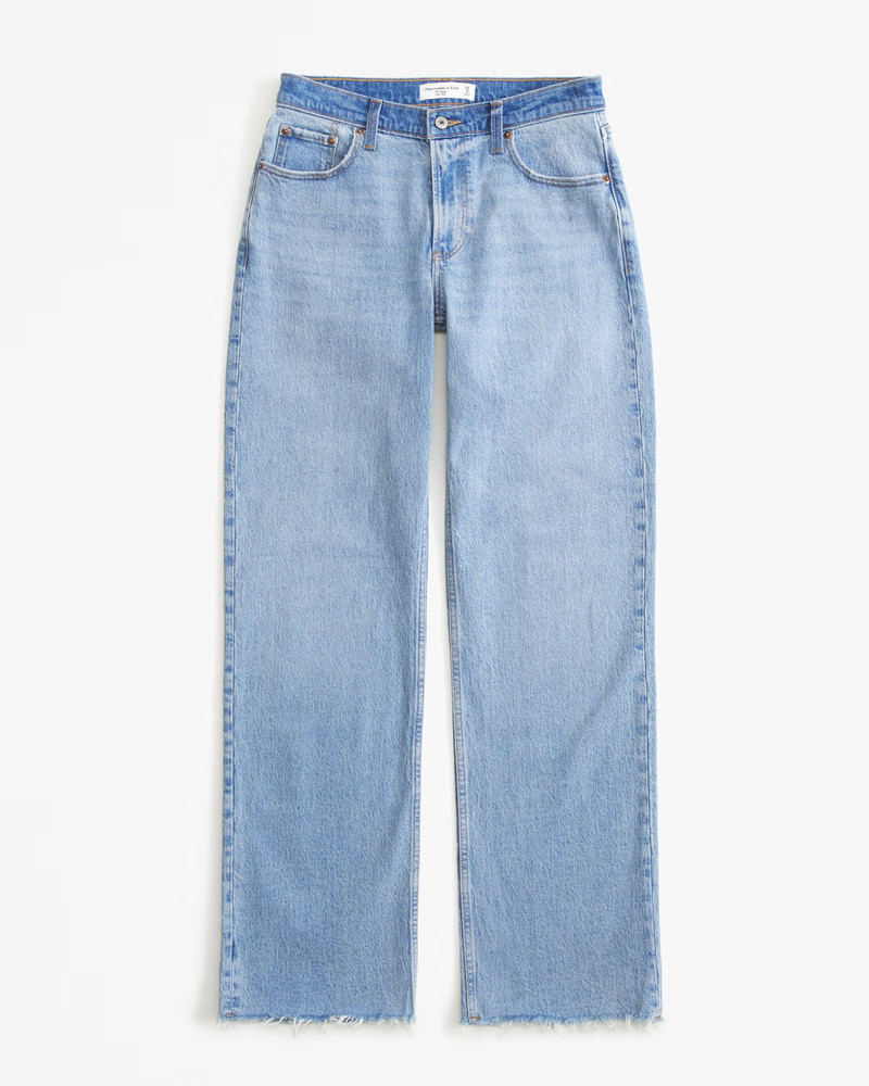 Abercrombie & Fitch Women's Low Rise Baggy Jean in Light With Tonal Waistband - Size 32 LONG | Abercrombie & Fitch (US)