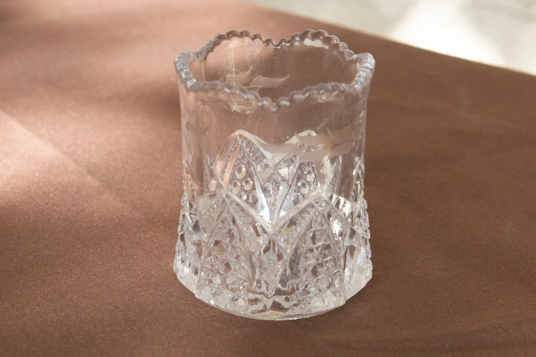 Vintage Clear Glass Toothpick Holder w/ Gold Detail | Etsy (US)