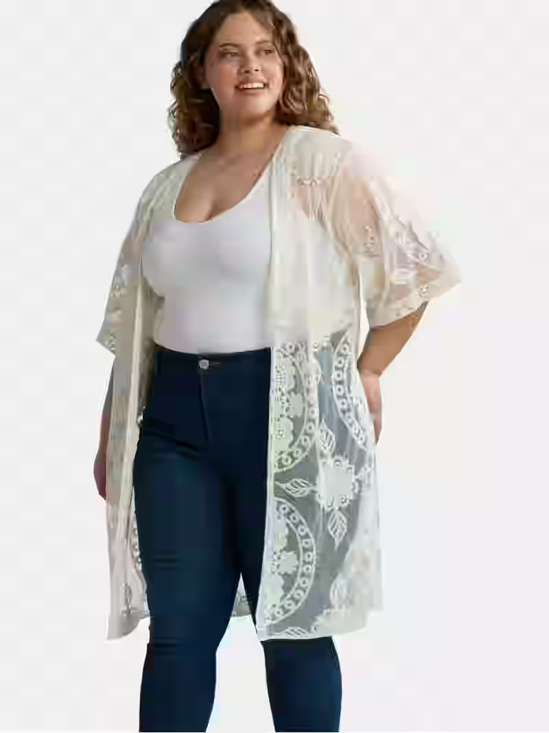 Time and Tru Women's Lace Coverup, Sizes S-3XL | Walmart (US)