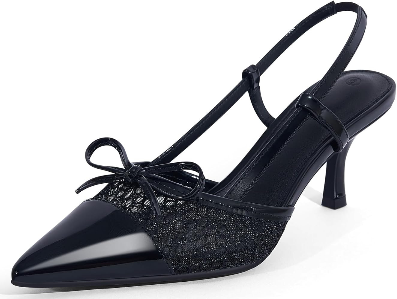 Coutgo Women‘s Bow Tie Slingback Pumps Pointed Toe Kitten Low Heel Patchwork Dress Heeled Sanda... | Amazon (US)
