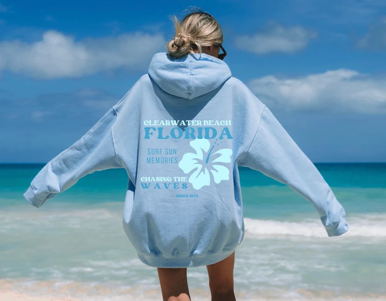 Personalized Beach and Surf Hoodie Vintage Surf Hoodie Vacation Sweatshirt Personalize With Beach... | Etsy (US)