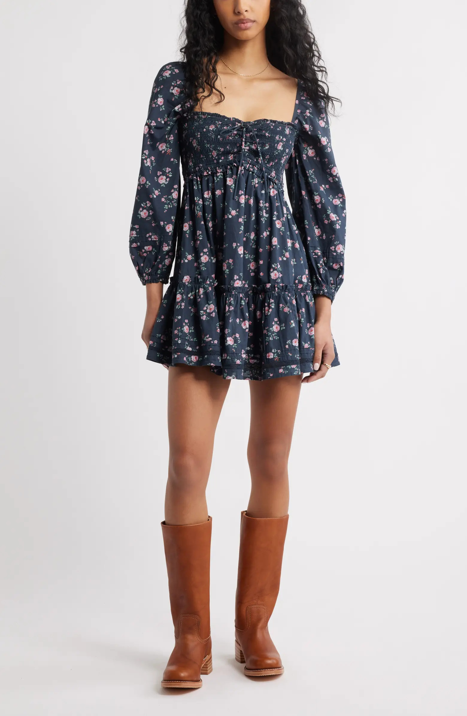 Long Sleeve Fit & Flare Minidress | Nordstrom