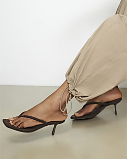 Brown Toe Thong Heeled Sandals | River Island UK & IE