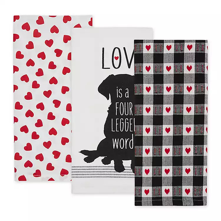 Assorted Dog Love Valentines Dish Towels, Set of 3 | Kirklands