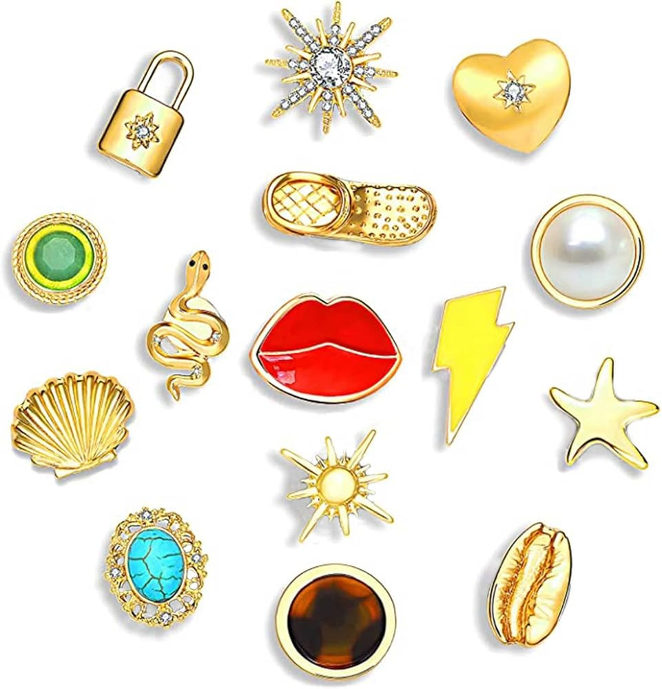 Shoe Charms, Rhinestone Crystal Shoe Charm Fits for Clog Sandals Enamel Metal Shell Heart Shoe De... | Amazon (US)