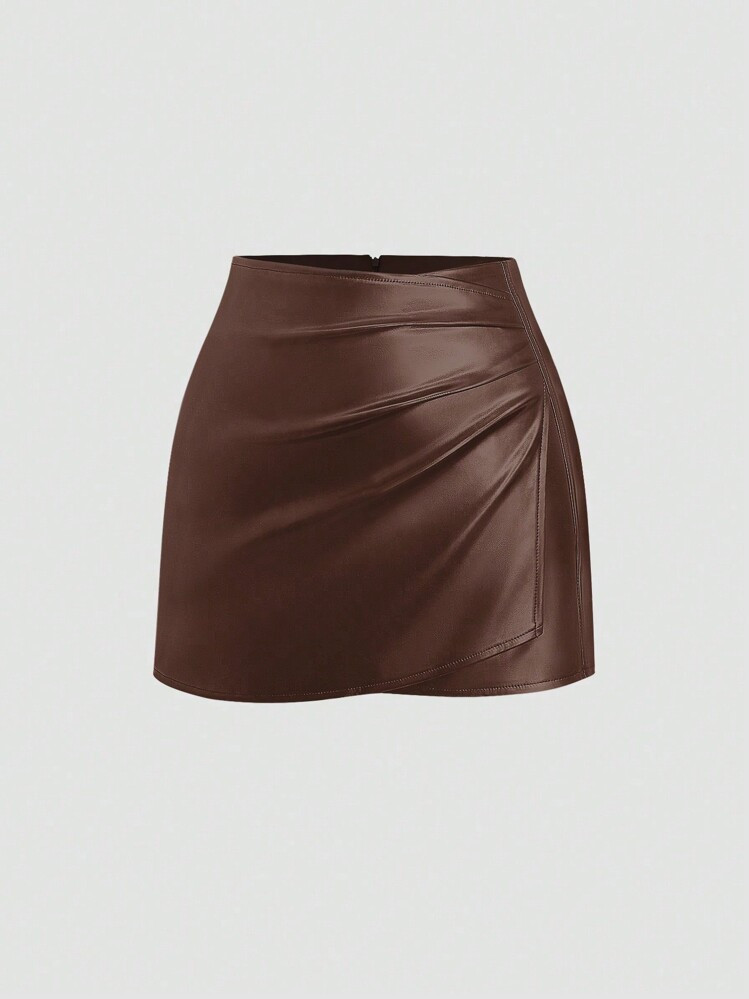 Sweetra Women's American Vintage Sexy Bodycon Solid Color Mini Skirt, Versatile For All Seasons | SHEIN
