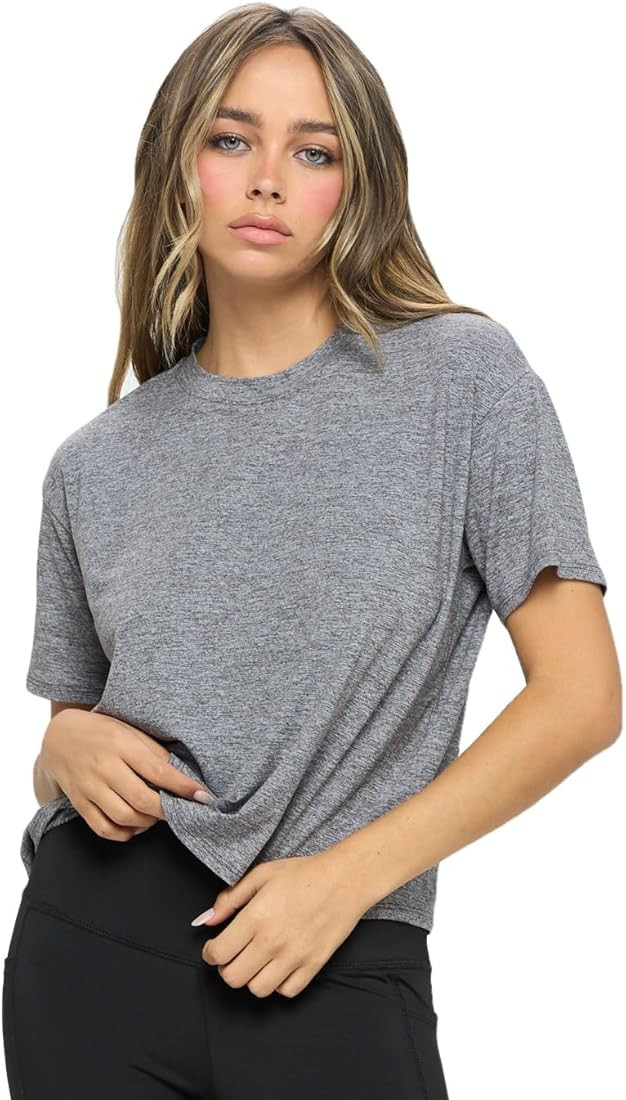 KNIT RIOT Women’s Crop Top – Short Sleeve Soft Boxy Crewneck Casual Active Workout Yoga Runni... | Amazon (US)
