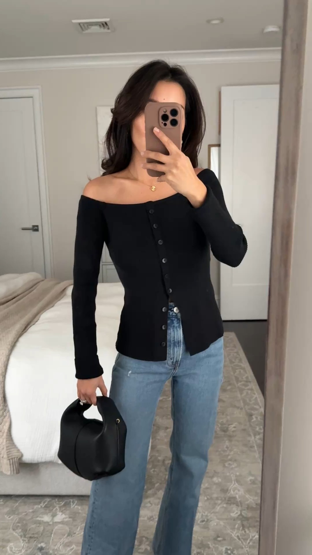 Code AFJEAN is back 12/12-12/15 for an extra discount at Abercrombie!

EDIT! Top does not button down from the top, it’s fixed with stitches which is actually good so it doesn’t come undone accidentally! Only the bottom half can actually unbutton.

• Polene beri bag not linkable 

• old H&M heels 

• Abercrombie off the shoulder top xxs, ribbed sweater material.

I also linked a similar lightweight black ribbed top that is not off-the-shoulder 

•  high rise 90s relaxed jeans 24 extra short,  like a relaxed straight jean on me, and extra short  works well for me with flats or a kitten heel


Outfits with denim, date night, girls night, petite friendly jeans, easy winter outfit ideas

#LTKFindsUnder100 #LTKPetite #LTKHoliday